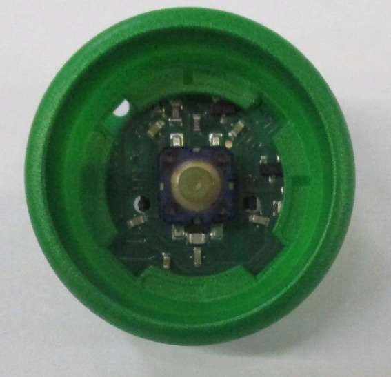 Кнопочный модуль, зеленый высокий ободок, янтарная подсветка KM804343G04 Kone